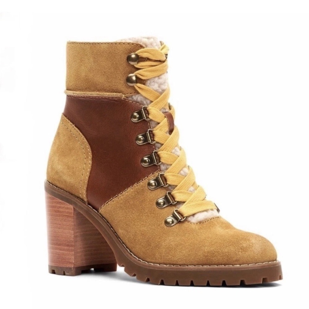 FRYE AND CO. Tan and Brown Ankle Boots with Rugged Design